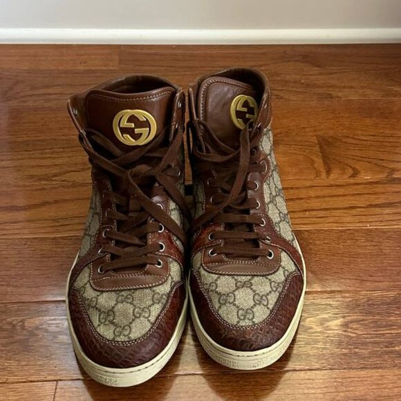 Gucci Other - Vintage Gucci High-Top Sneakers - GG Monogram, Brown